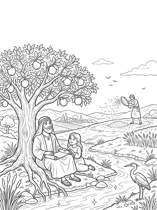A Tree by the River coloring page