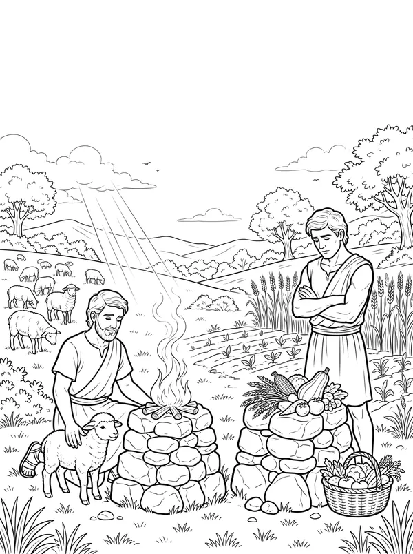 Cain and Abel coloring page