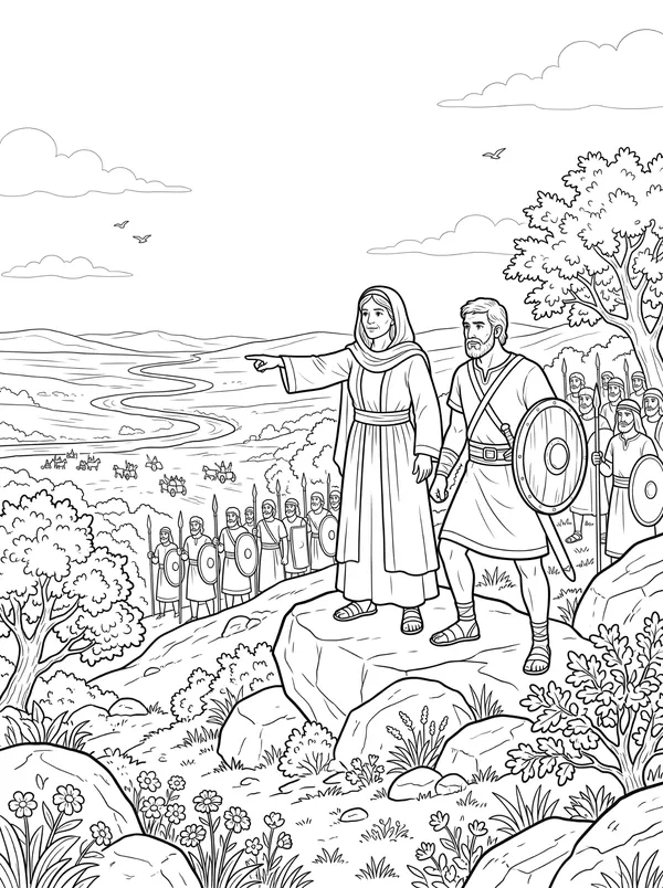 Deborah and Barak coloring page