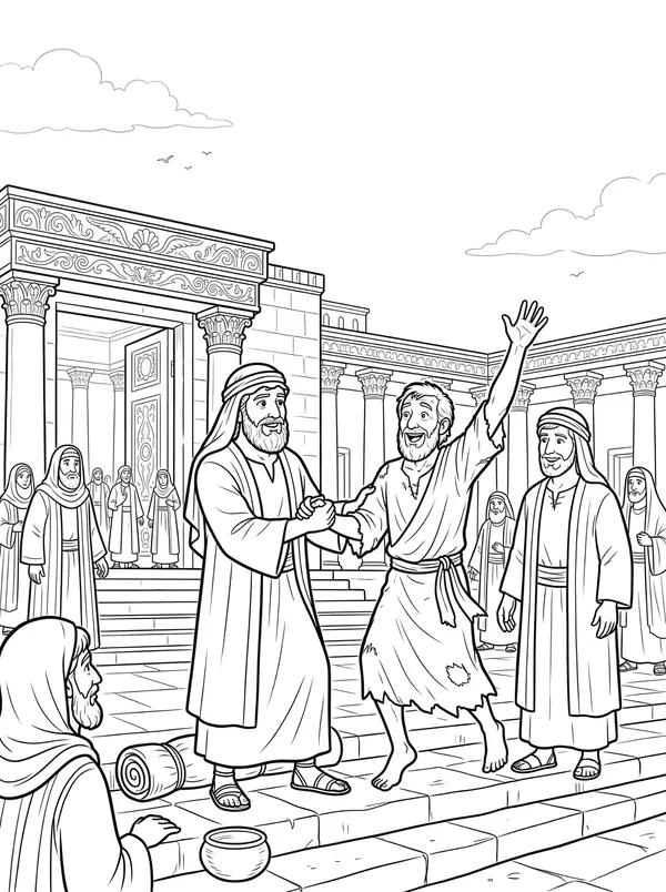 Peter Heals the Lame Man coloring page