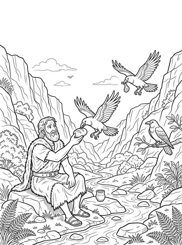 Ravens Feed Elijah coloring page