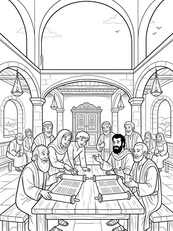 The Bereans Search the Scriptures coloring page