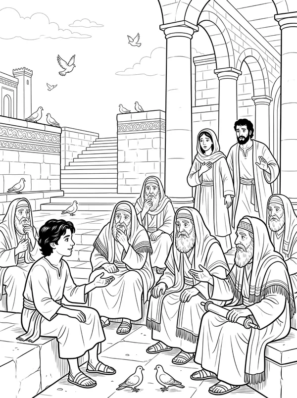 The Boy Jesus in the Temple coloring page