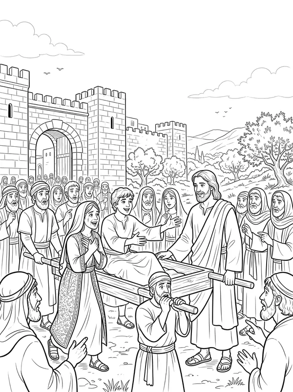 The Widow’s Son at Nain coloring page
