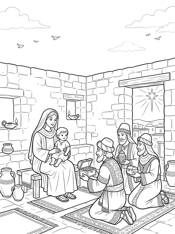 Wise Men Follow the Star coloring page